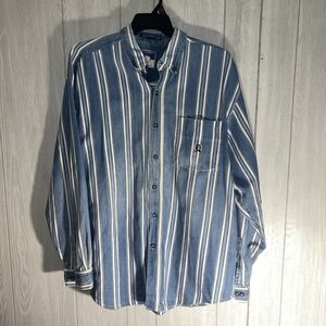 Vintage Coliseum Jeans long sleeve men's shirt Blue/Grey/White XL